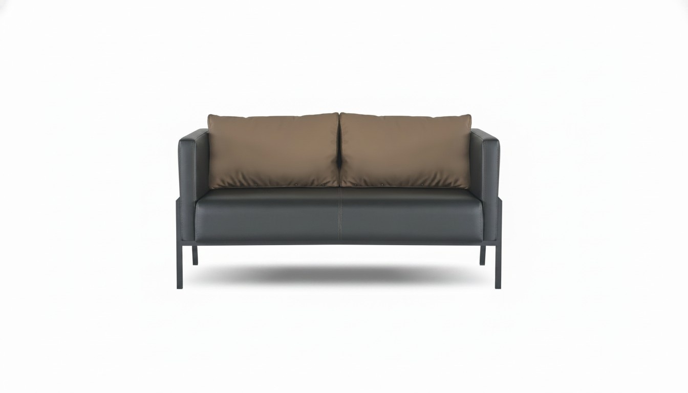 Black Office Two Seater Modern Seating Luxurious Leather 2 Seater