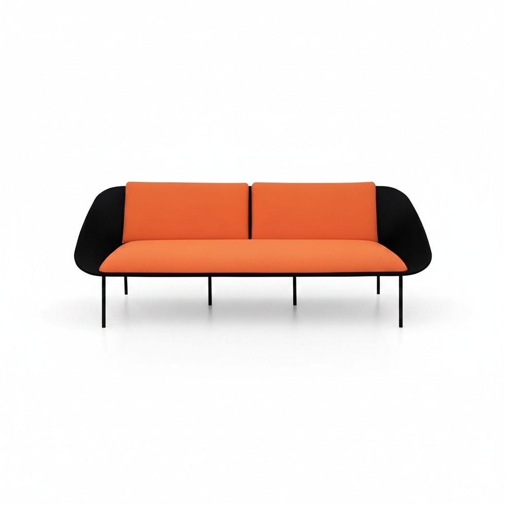 Black-Orange Three-Seater Luxury 3-Seater Upholstered Couch Textile 3-Seater New