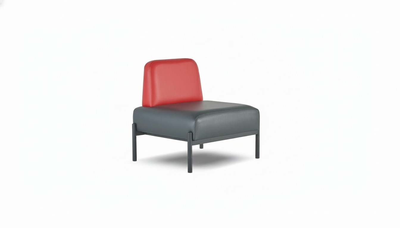 Black Red Leather Sofa Hallway Entrance Art Deco Leather Armchair Stainless Steel Single Seat