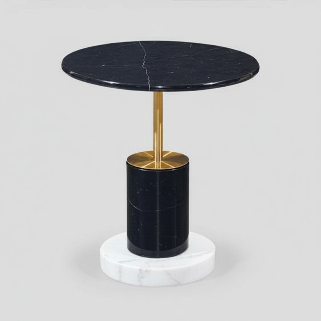 Black round coffee table Stylish living room side tables Tables