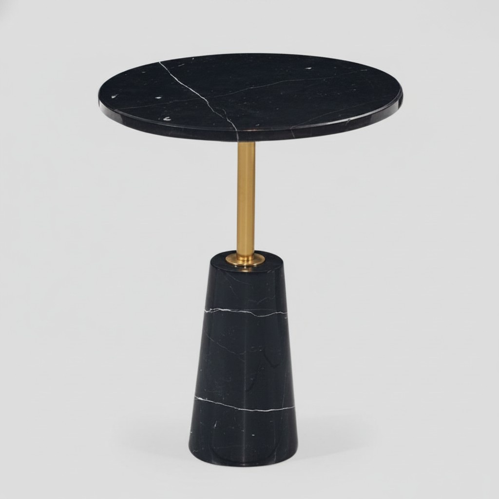 Black round side table designer coffee table stainless steel furniture style