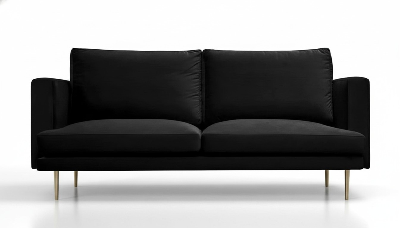 Black sofa Chesterfield three-seater fabric living room couches upholstery new
