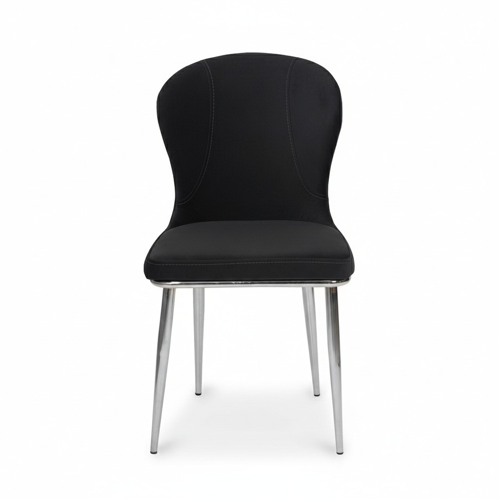 Black stainless steel chair Designer kitchen furniture Luxury upholstered armchairs