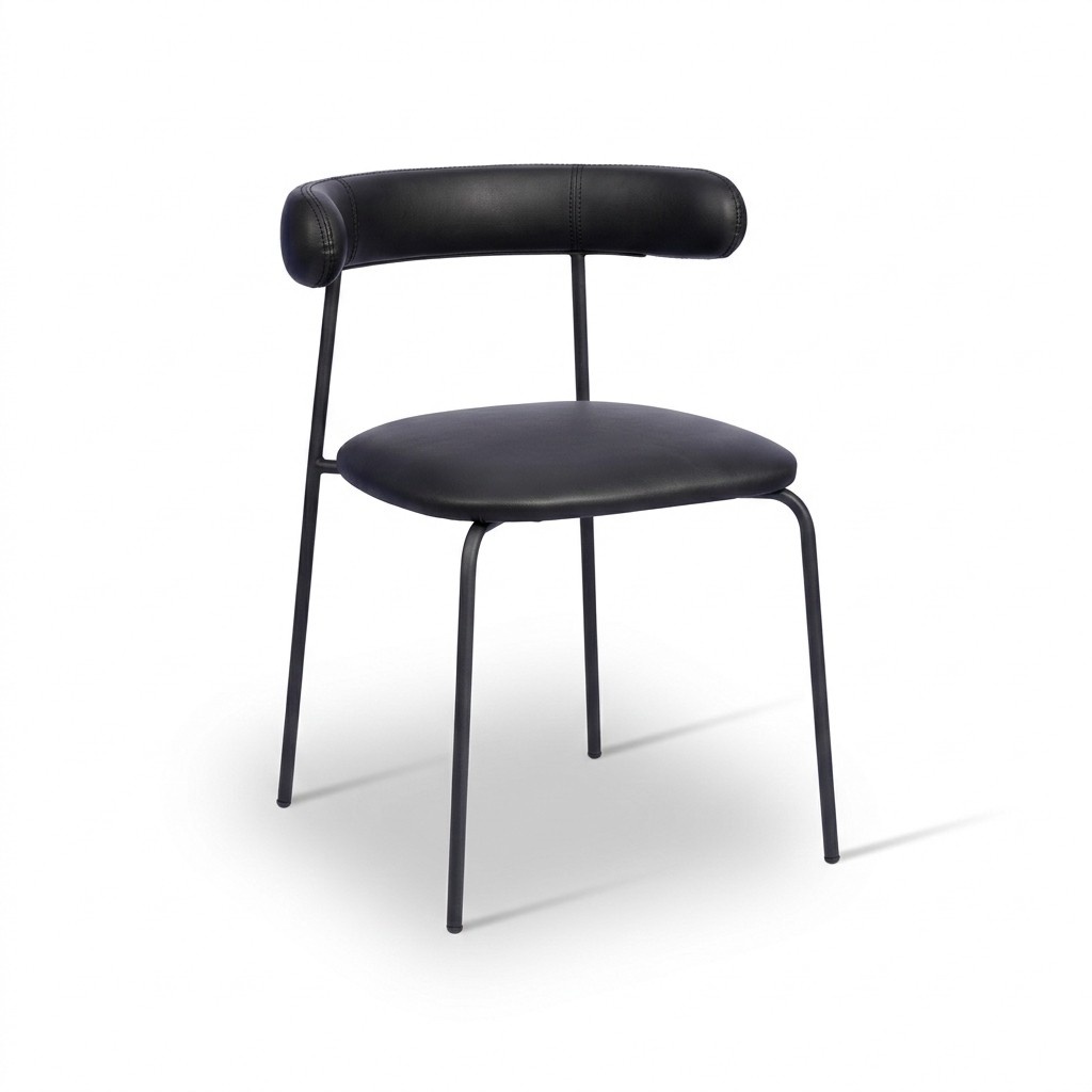 Black stainless steel chair leatherette chairs single seater dining room furniture