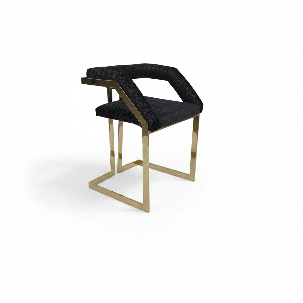 Black Stainless Steel Chair Upholstered Designer Furniture Upholstered Chair