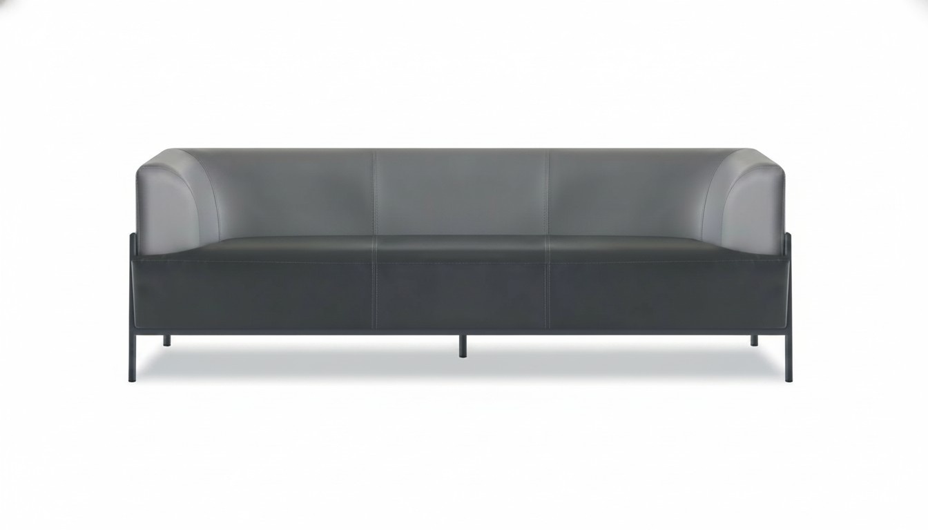 Black office three-seater leather seating furniture universal three-seater