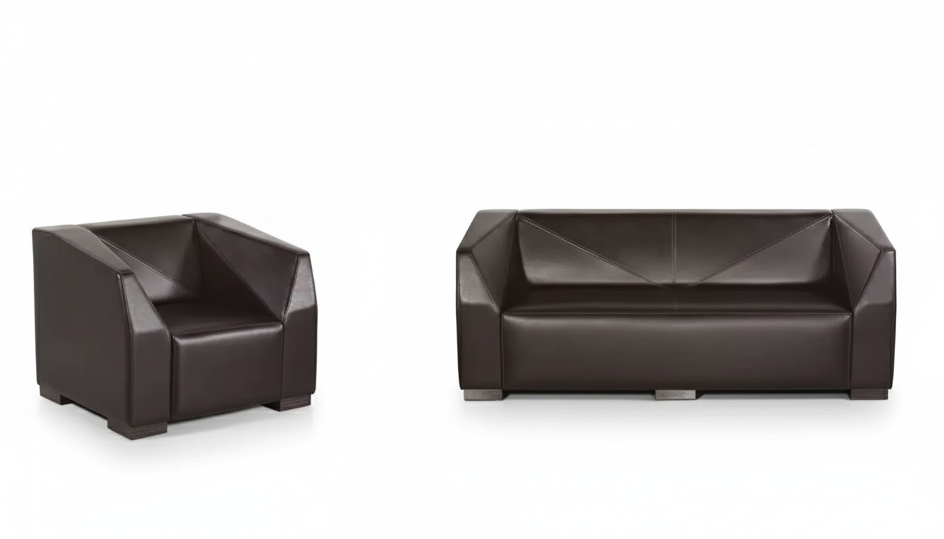 Black study furniture Sofa set three seater luxury armchair 2 pcs