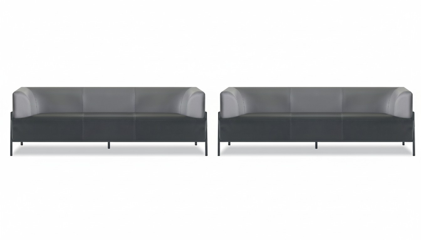 Black office seating set elegant waiting room 3-seater 2-piece set