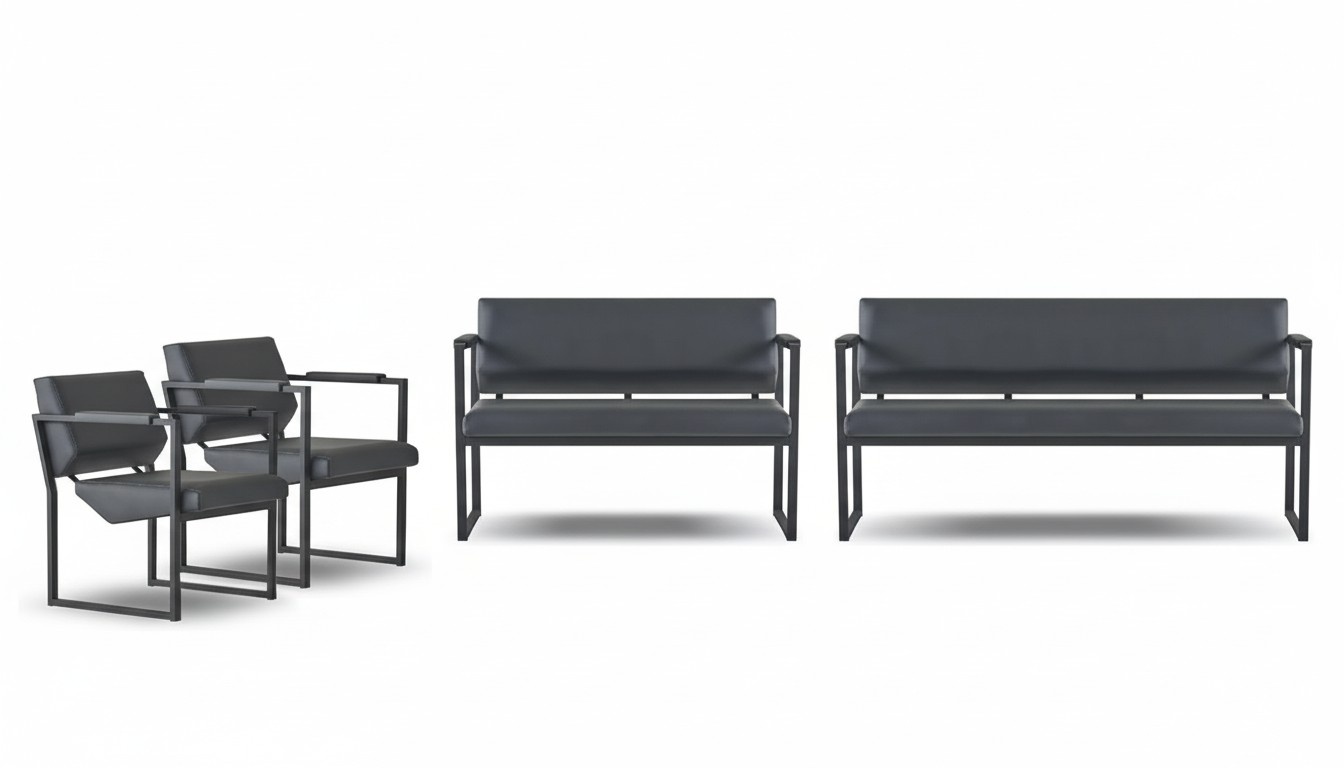 Black office set luxurious waiting room seating furniture leather furniture