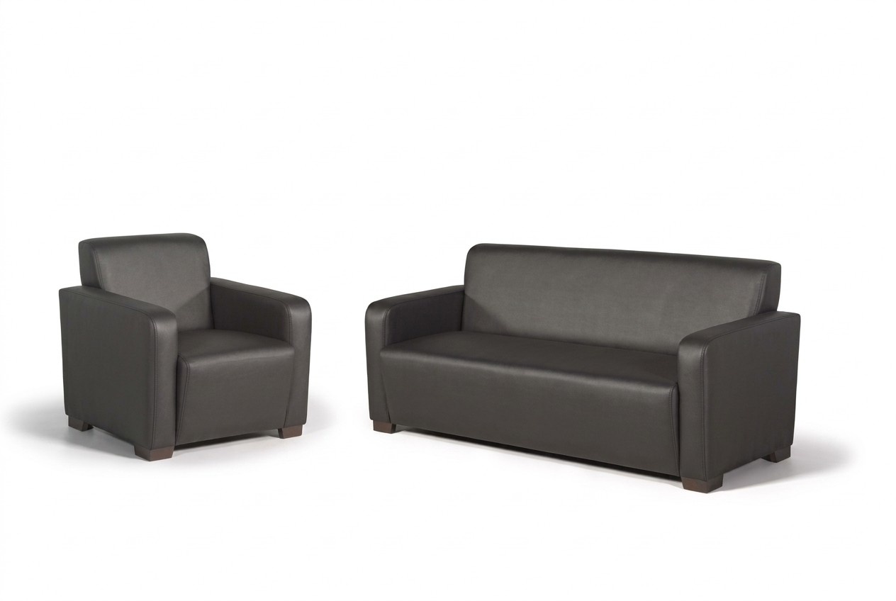 Black study sofa set three seater armchair modern couch