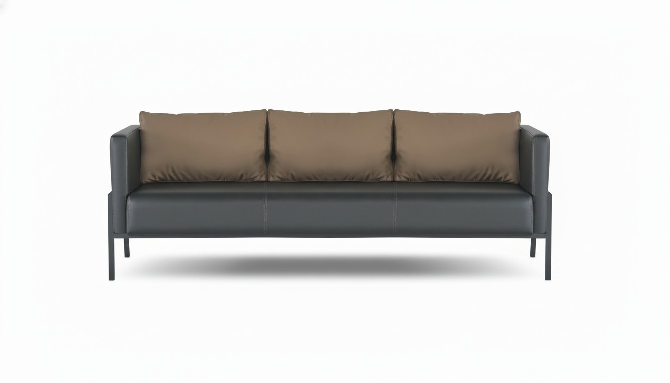Black office three-seater designer seating luxury leather couch