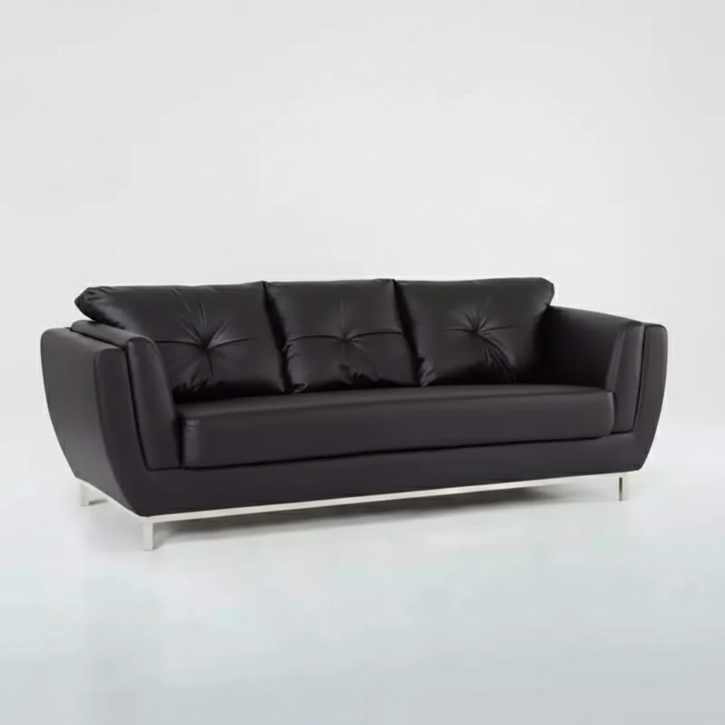Black three seater couch Luxury furniture Modern sofa Upholstery leather couch