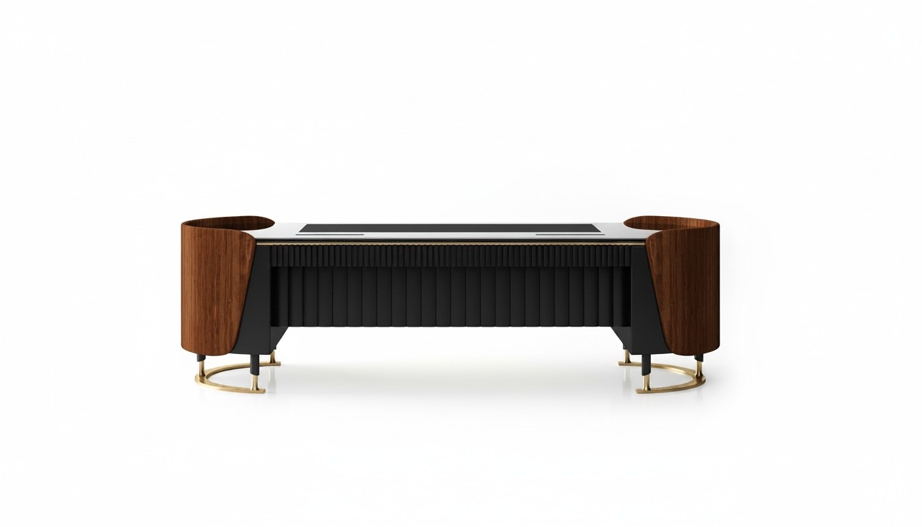 Black wooden desk in a modern design