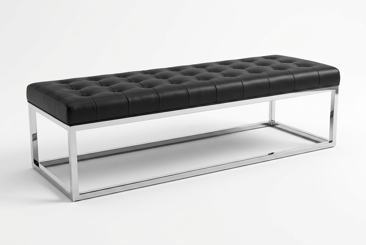 Black wooden stool with an elegant design for the living room.