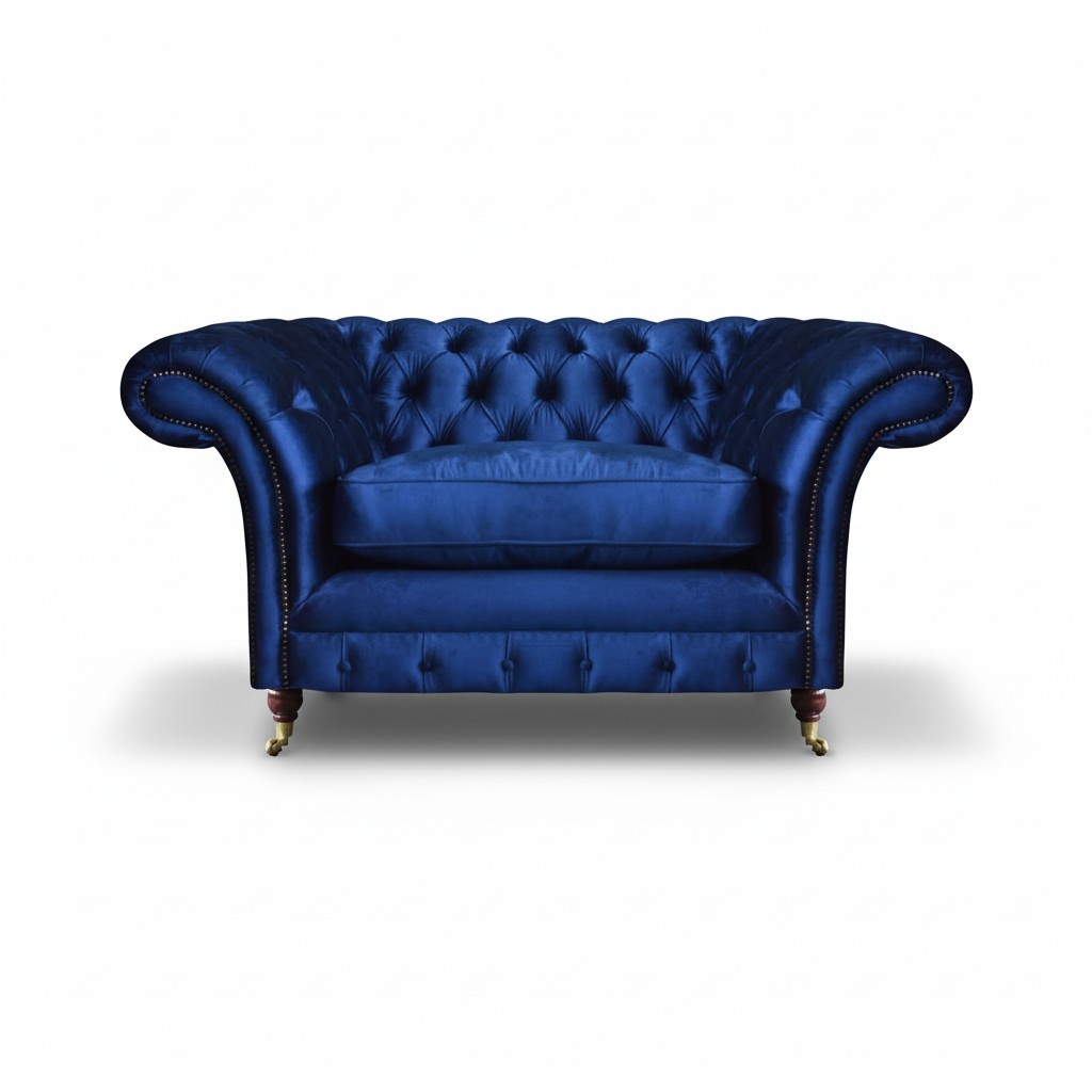 Blue Armchair Modern Chesterfield Seating Luxury Living Room Furniture