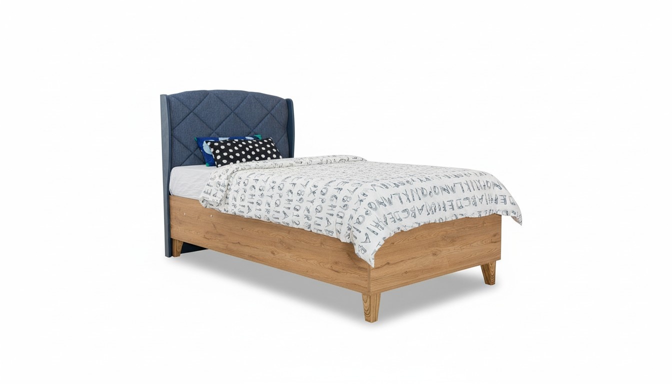 Blue-brown children\'s room bed Luxurious single bed Bedroom furniture