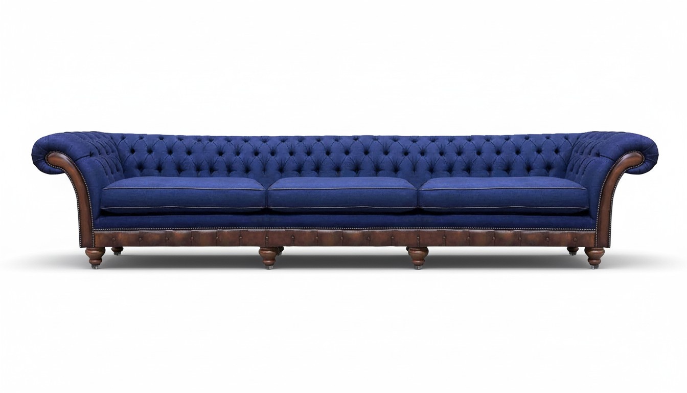 Blue Chesterfield Living Room Four-Seater Sofa Exclusive Upholstered Furniture