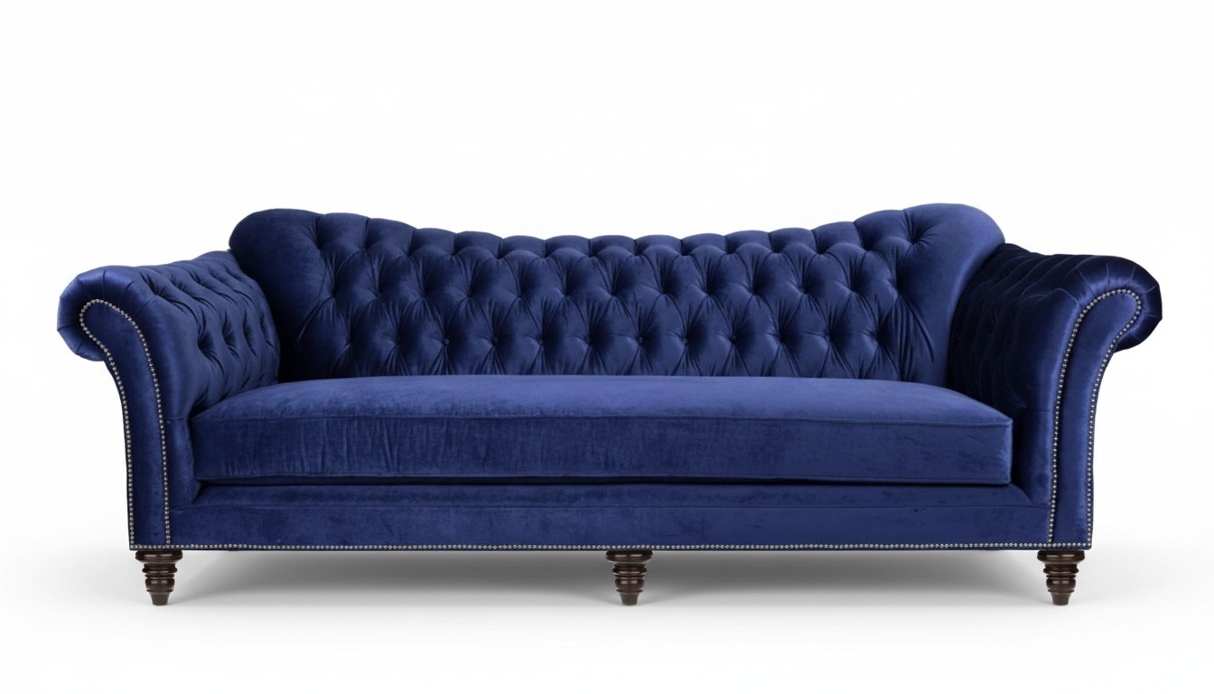 Blue Chesterfield Living Room Modern Design Couches Sofa Designer Furniture Fabric