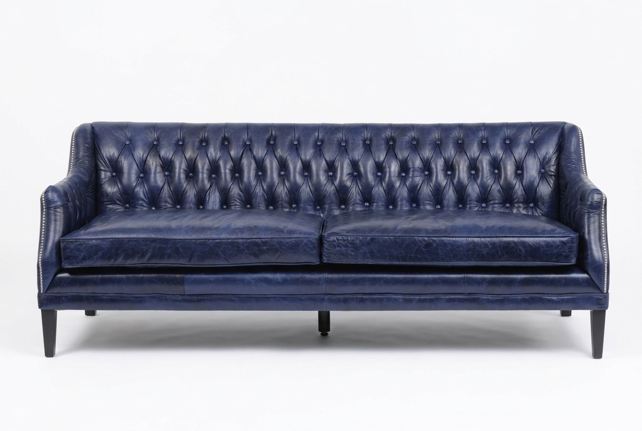 Blue Chesterfield sofa couch upholstery fabric leather couches set 4 seater new