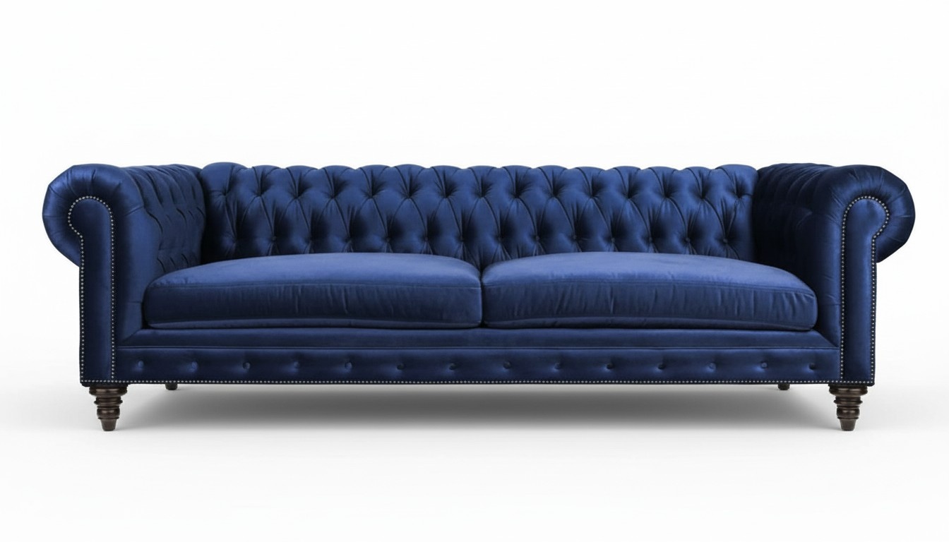Blue Chesterfield Three-Seater Modern Design Couch Sofa Furniture Fabric Sofas New