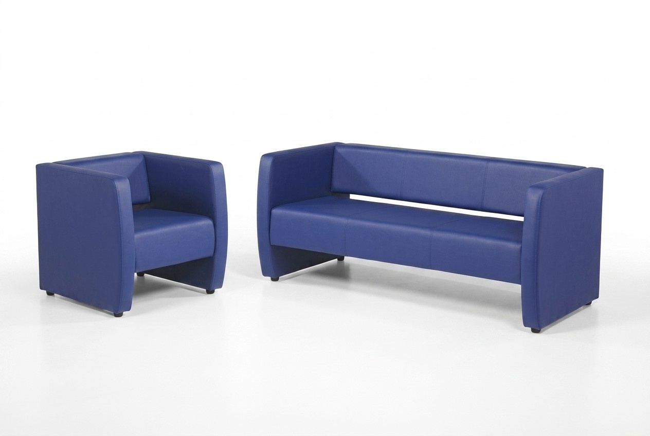 Blue complete sofa set office furniture luxury upholstered suite 2+1