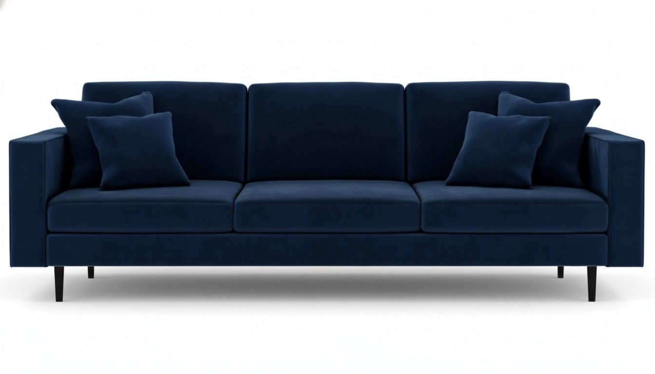 Blue Four Seater Fabric Living Room Design Couches Upholstery Sofa Sofas Velvet Couches