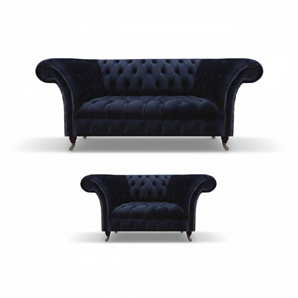 Blue living room Chesterfield sofas designer upholstered furniture sofas 2-piece