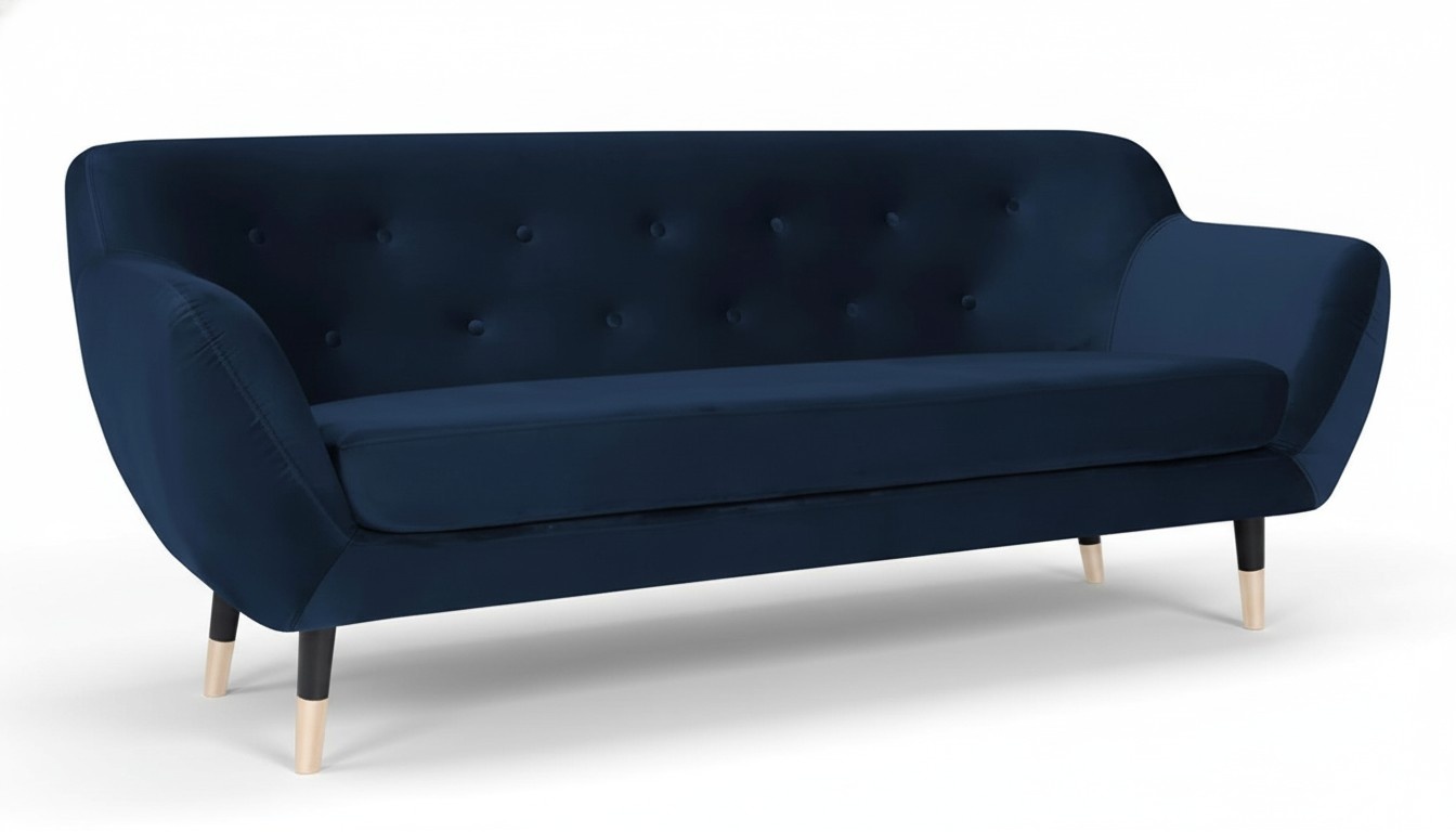 Blue sofa fabric living room design couches upholstered sofas Chesterfield three-seater