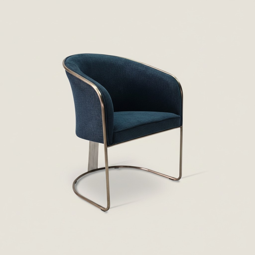 Blue stainless steel armchair Luxury single-seater upholstered chair with armrests Armchair