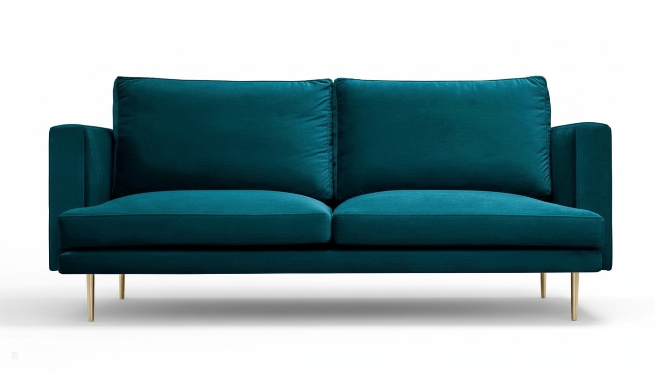Blue three-seater sofa fabric living room design couches upholstery Italian furniture