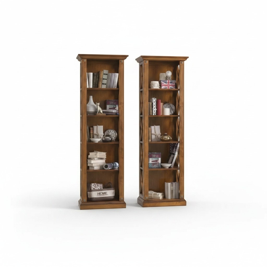 Bookcase Shelf Cabinet Living Room Classic Brown Wooden Shelves