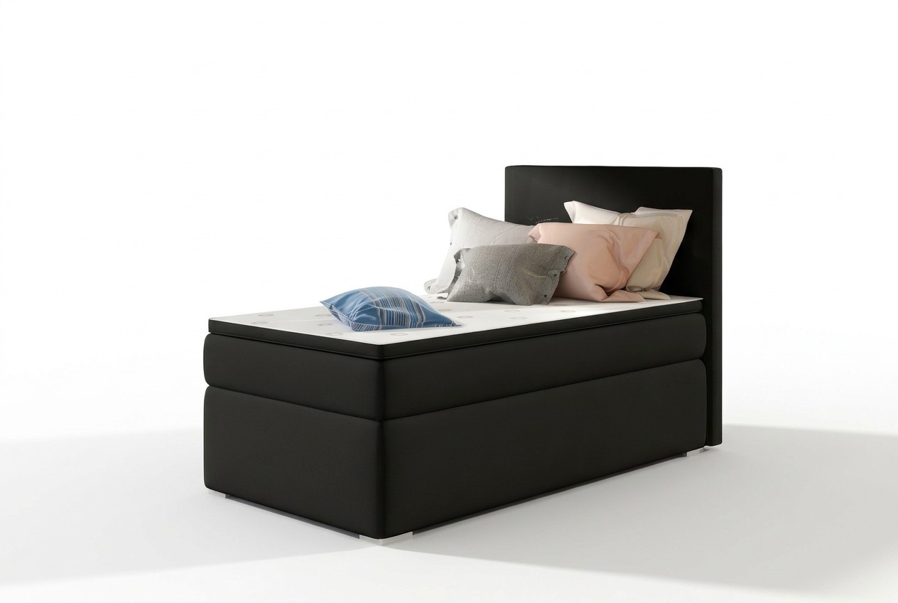 Modern style fabric upholstered massive 126cm height bed with topper 90x200cm sizes