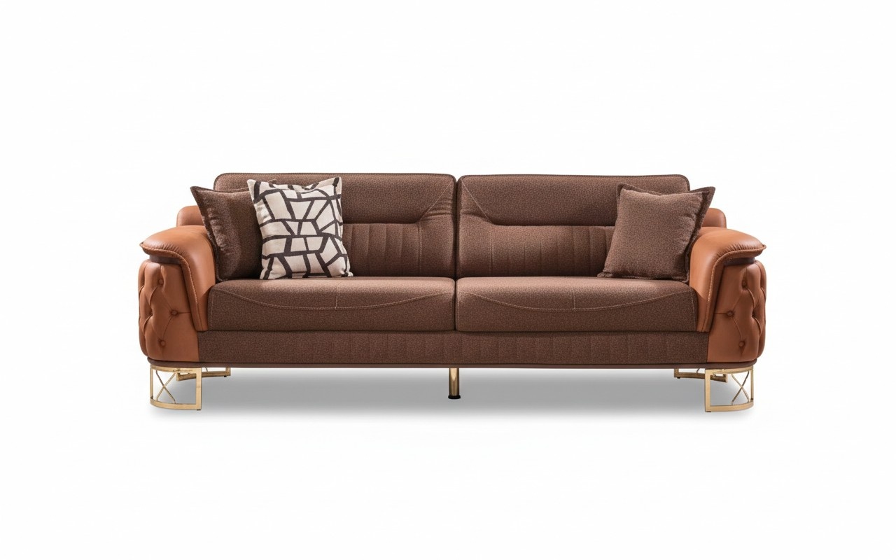 Brown Luxury Chesterfield Sofa 3 Seater Leather Couch Sofas Modern Style