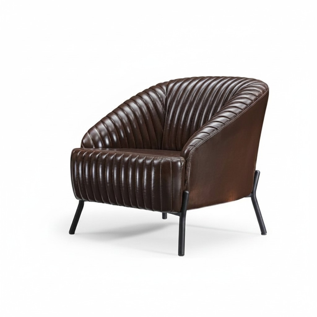 Brown armchair designer living room reclining chair leather single-seater furniture