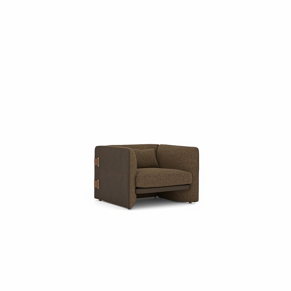 Brown armchair living room furnishings luxury textile upholstered furniture modern design