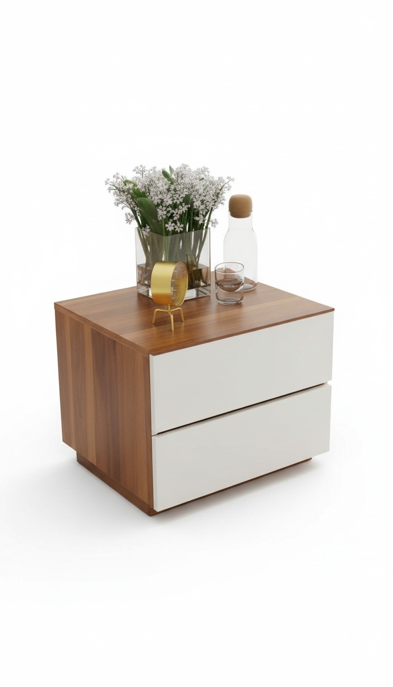 Brown bedroom bedside table Modern real wood bedroom furniture New