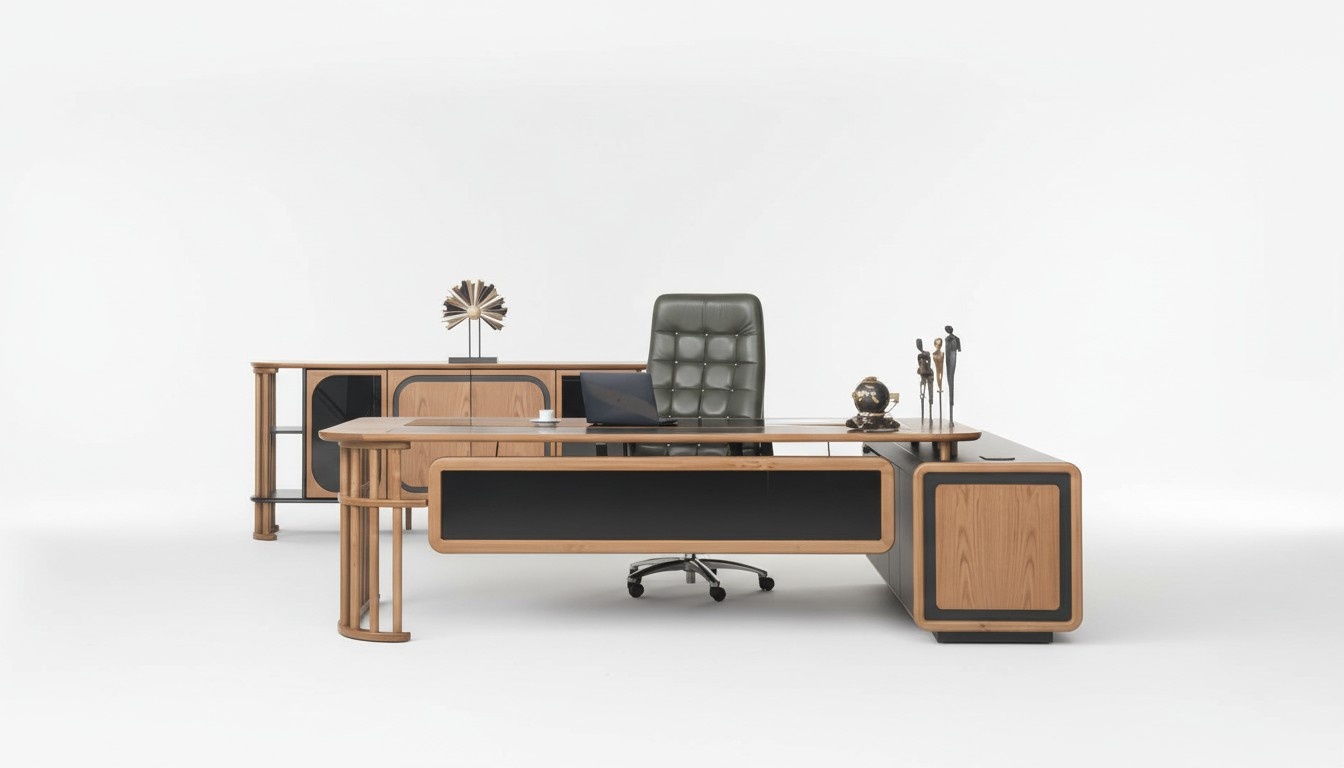 Braun Black Desk 240x100cm Luxury Table Executive Desk Office New