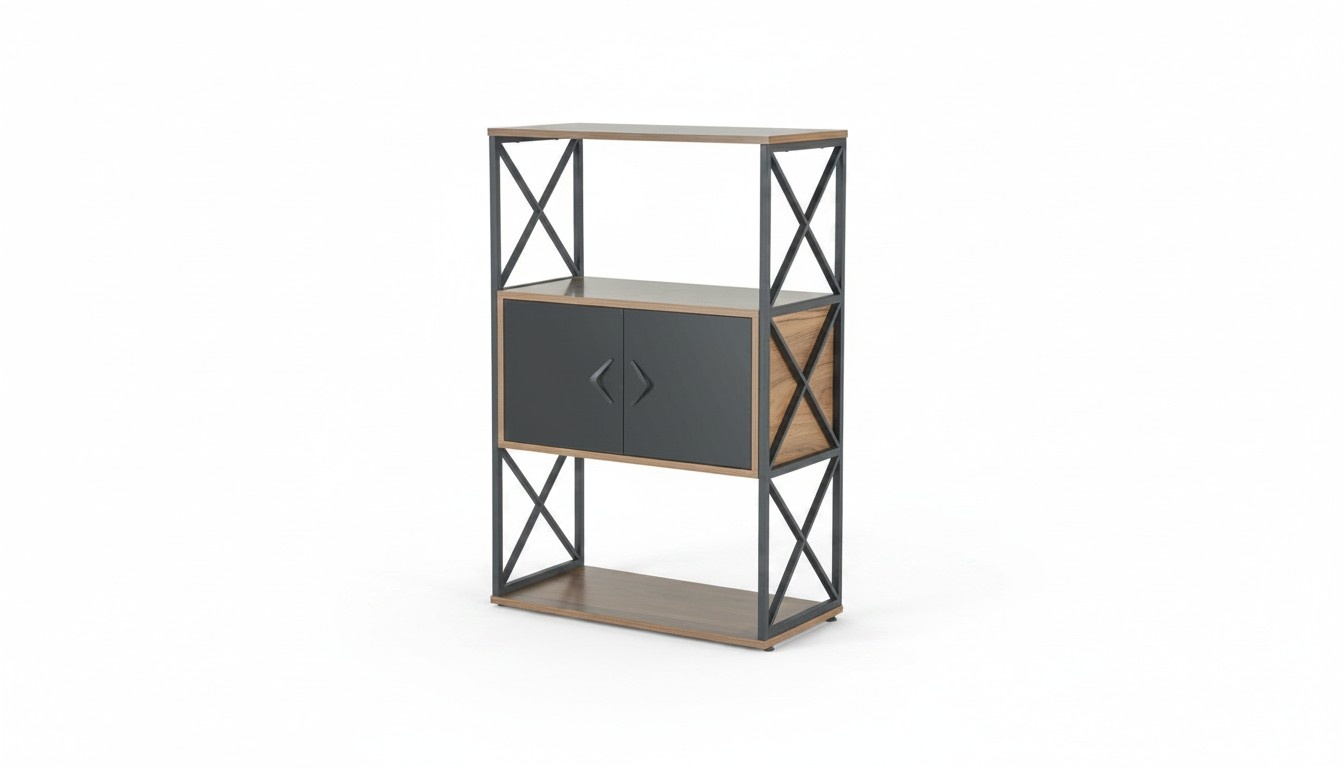 Brown-Black Filing Cabinet Designer Home Office Storage Sideboard
