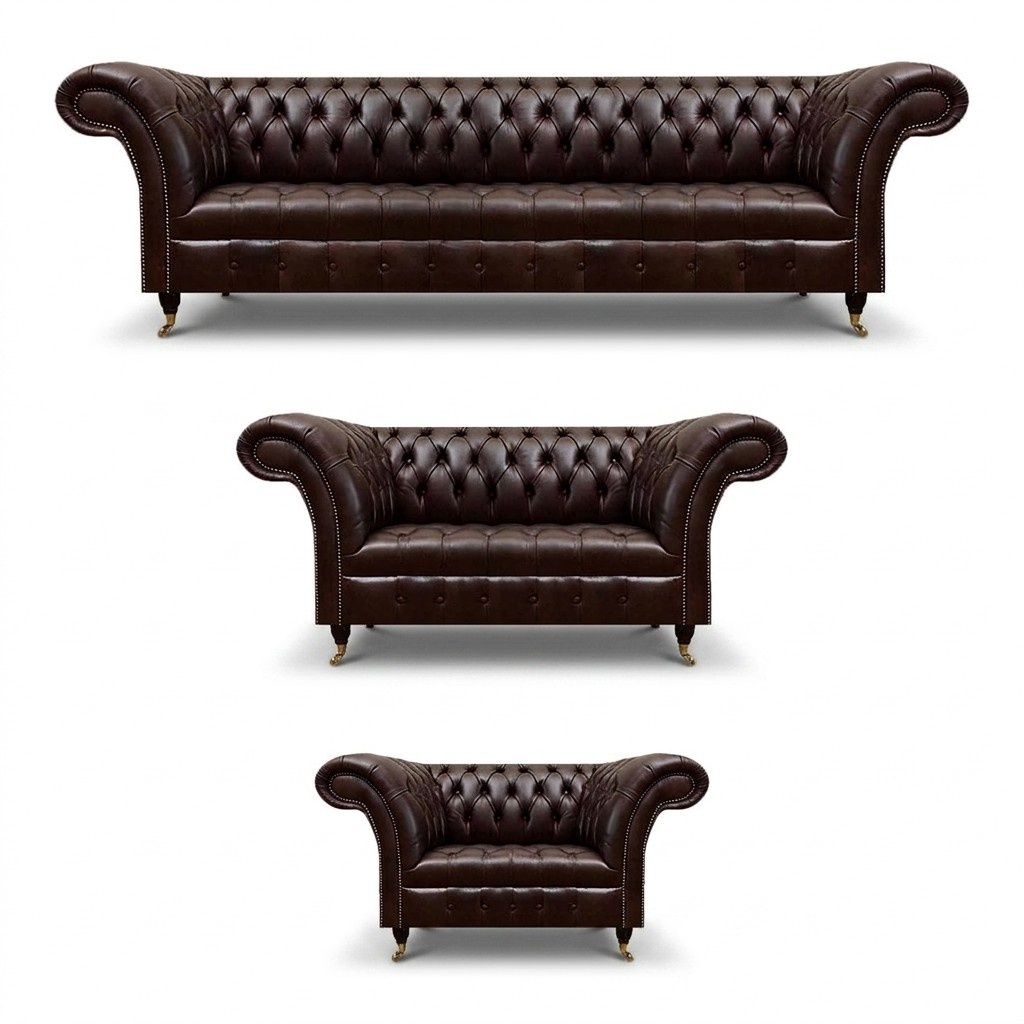 Brown Chesterfield leather sofas designer three-seater four-seater armchair