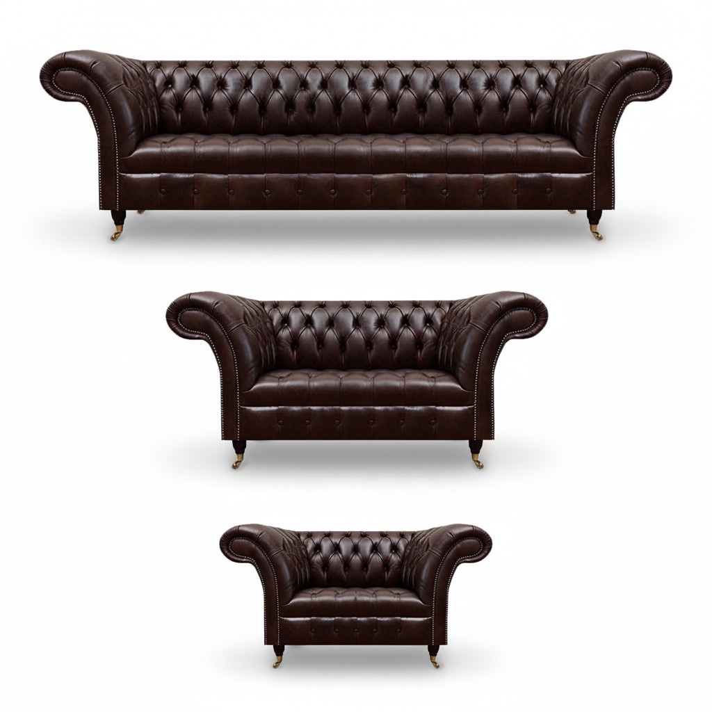 Brown Chesterfield leather sofas designer three-seater four-seater armchair