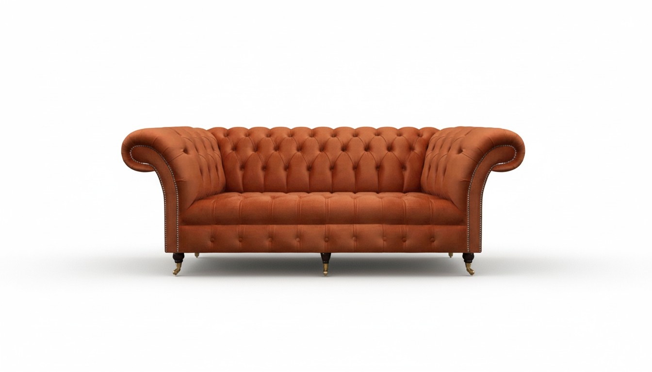 Brown Chesterfield seating couch Modern 3-seater sofa Luxury seating furniture