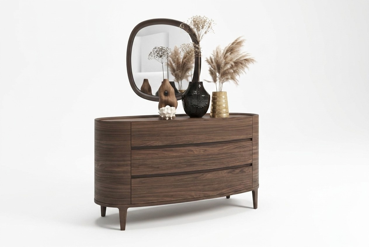 Brown designer chest of drawers in modern style with storage space Bedroom furniture