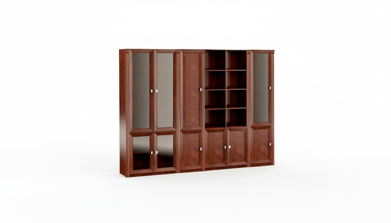 Brown Exclusive Office Cabinet Study Room Furniture Solid Wood Shelves