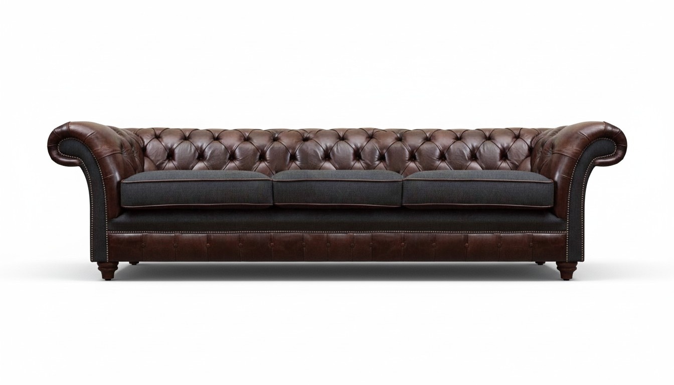 Brown-gray Chesterfield three-seater living room upholstered sofas luxury couch