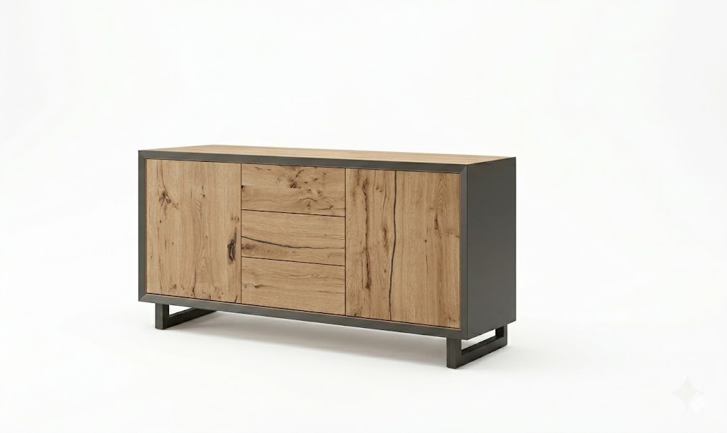 Brown-grey sideboard luxury sideboard buffet cabinet 3 drawers style