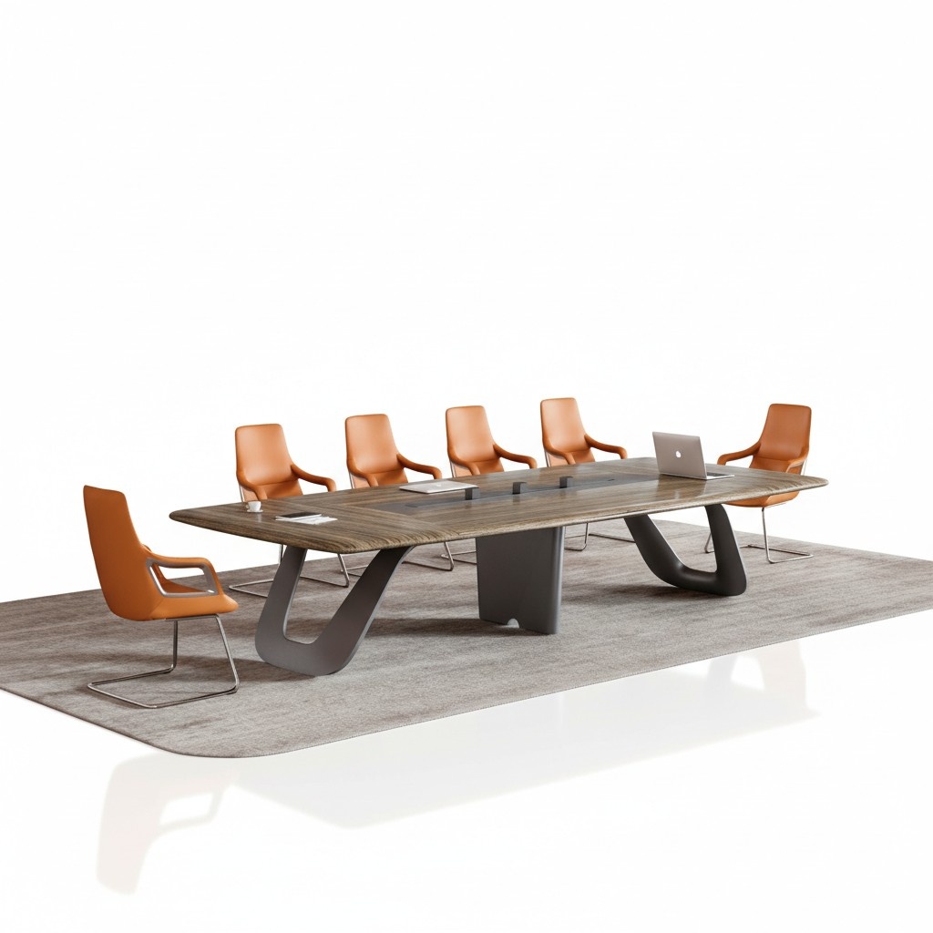 Brown Long Conference Table Designer Work Table Modern Office Furniture