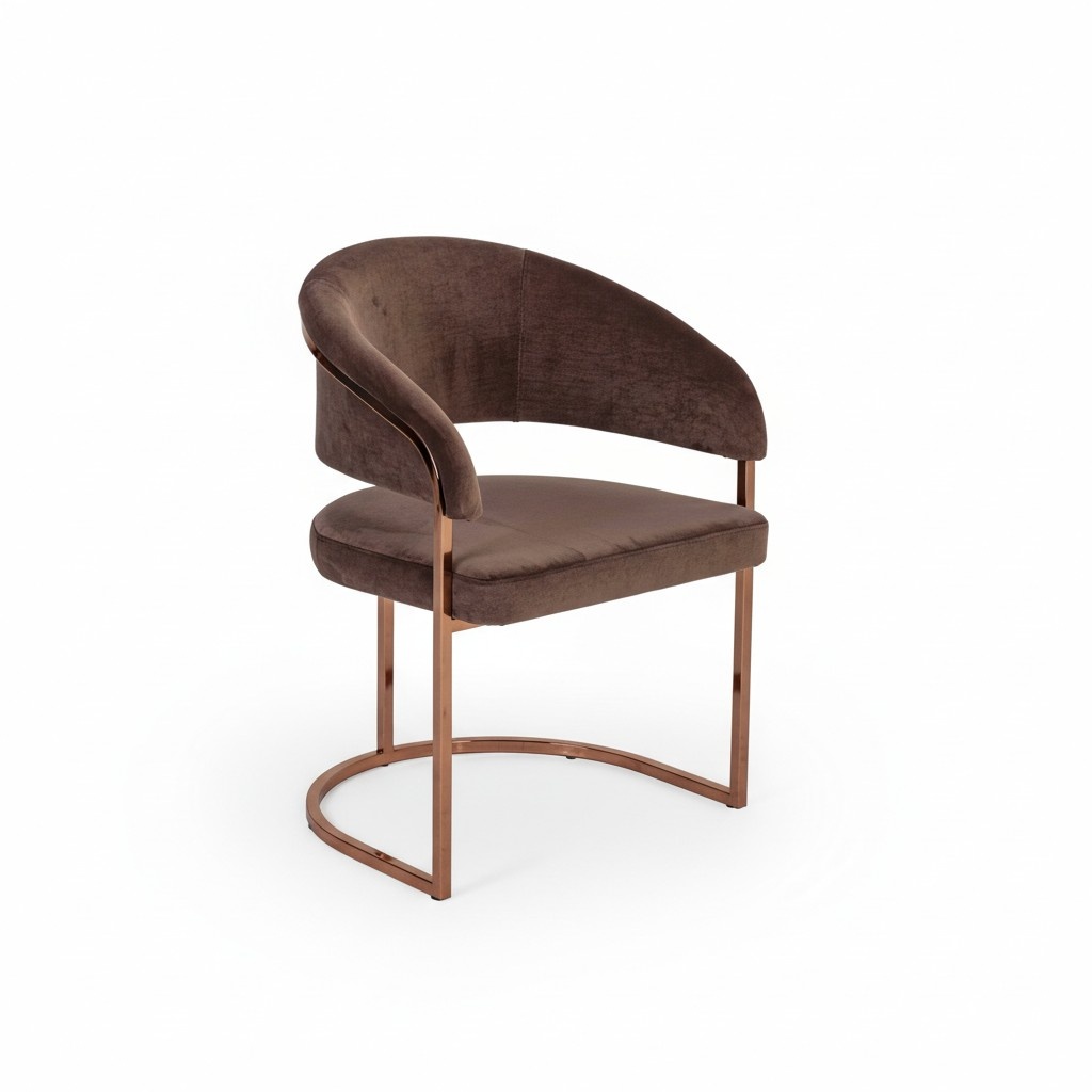 Brown Luxury Dining Chair Modern Upholstered Seater Textile Furniture New