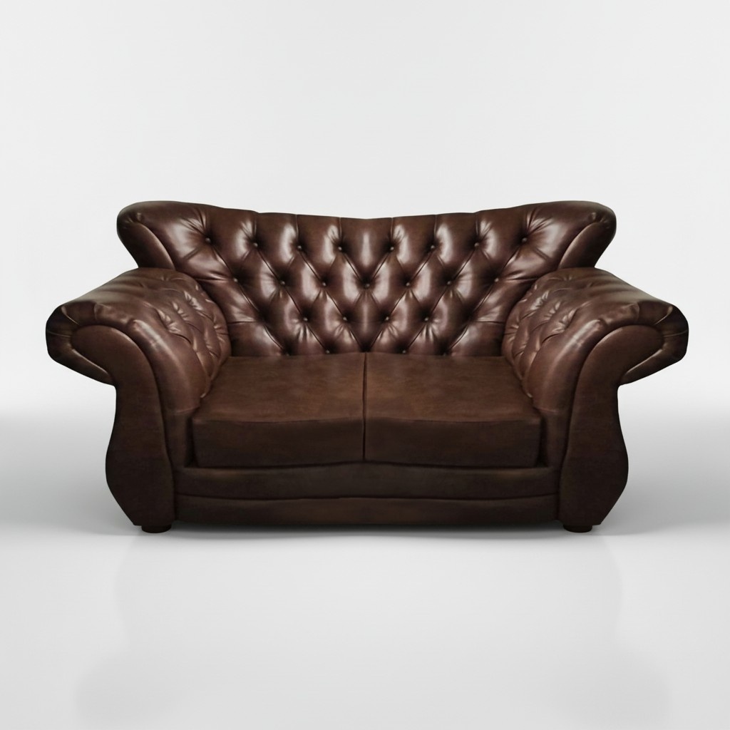 Brown luxury sofa two seater couch chesterfield living room upholstered furniture
