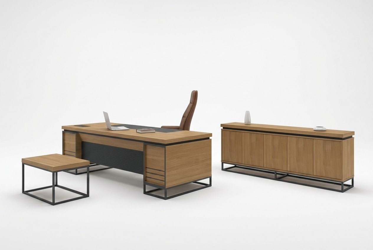 Brown office furnishings furniture set study table 3pcs set