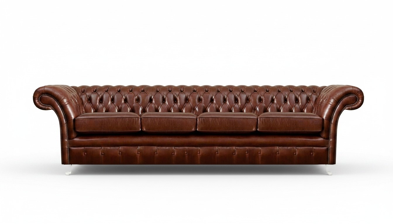 Brown sofa four seater chesterfield couch living room upholstered furniture new